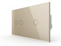 Трёхклавишный сенсорный выключатель livolo на 2 поста (1-2) из стекла