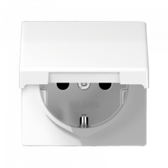 РОЗЕТКА с заземлением и крышкой белая (термопласт, защита IP 44)
