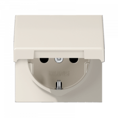 РОЗЕТКА с заземлением и крышкой слоновая кость (защита IP 44)