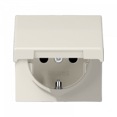 РОЗЕТКА с заземлением и крышкой слоновая кость (термопласт, защита IP 44)