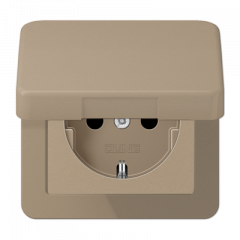 РОЗЕТКА с заземлением и крышкой золотая бронза (защита IP 44)