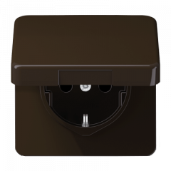 РОЗЕТКА с заземлением и крышкой коричневая (защита IP 44)