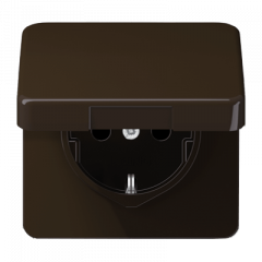 РОЗЕТКА с заземлением, защитными шторками и крышкой коричневая (защита IP 44)