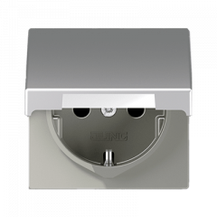 РОЗЕТКА с заземлением и крышкой алюминий (защита IP 44)