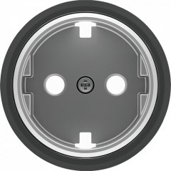 Розетка плоская с заземлением и защитными шторками черное стекло
