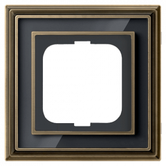 Рамка ABB Династия латунь античная/черное стекло - 1 пост
