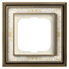Рамка ABB Династия латунь античная/белая роспись - 1 пост