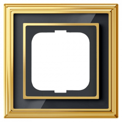 Рамка ABB Династия латунь/черное стекло - 1 пост