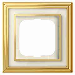 Рамка ABB Династия латунь/белое стекло - 1 пост