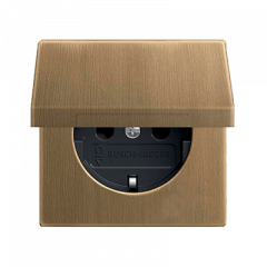 РОЗЕТКА с заземлением и откидной крышкой античная латунь