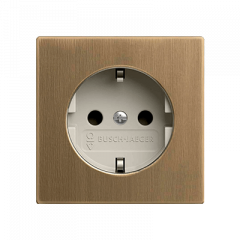 РОЗЕТКА с заземлением античная латунь/белая роспись