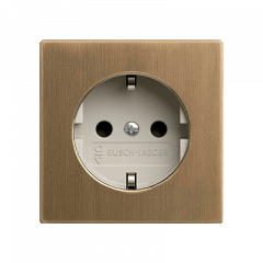 РОЗЕТКА с заземлением и защитными шторками античная латунь/белая роспись