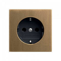 РОЗЕТКА с заземлением античная латунь/черная роспись