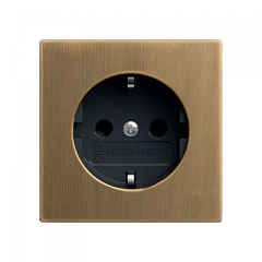 РОЗЕТКА с заземлением и защитными шторками античная латунь/черная