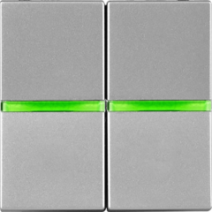 Выключатель 2-клавишный с/п серебряный