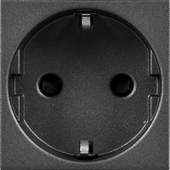 Розетка с заземлением антрацит