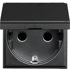 Розетка с заземлением и откидной крышкой антрацит