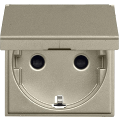 Розетка с заземлением и откидной крышкой шампань