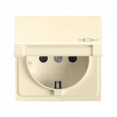 Розетка с заземлением и откидной крышкой крем (IP44)