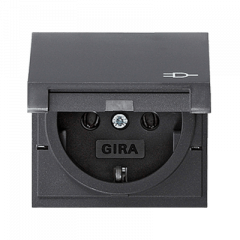 Розетка с заземлением и откидной крышкой черный (IP44)