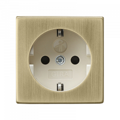 Розетка с заземлением и защитными шторками бронза/крем IP