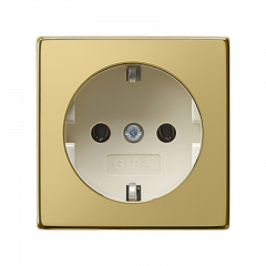 Розетка с заземлением латунь/крем IP
