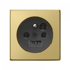 Розетка с заземлением латунь/черный IP