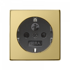 Розетка с заземлением и защитными шторками латунь/черный IP