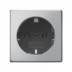 Розетка с заземлением хром/черный (IP44)