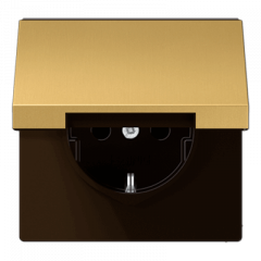 РОЗЕТКА с заземлением и крышкой латунь classic (защита IP 44)