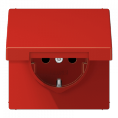 РОЗЕТКА с заземлением и крышкой красная (защита IP 44)