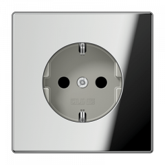 РОЗЕТКА с заземлением и защитными шторками хром