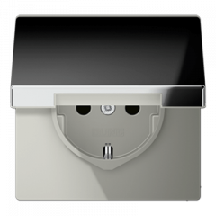 РОЗЕТКА с заземлением и крышкой хром (защита IP 44)