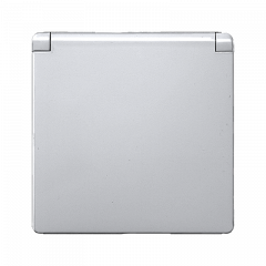 РОЗЕТКА с заземлением и откидной крышкой алюминиевый металлик (IP 44)