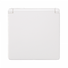 РОЗЕТКА с заземлением и откидной крышкой титаново-белый (IP 44)