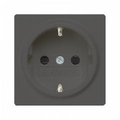 Розетка с заземлением и защитными шторками черный металлик (IP 44)