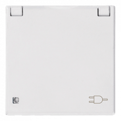 Розетка с заземлением и откидной крышкой Белый 2-модульная