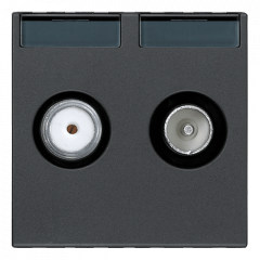TV-RD-SAT-розетка проходная Серый 2-модульная