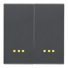 Переключатель крестовой 2-клавишный с/п Серый