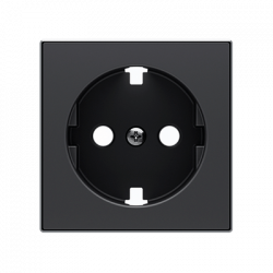 РОЗЕТКА плоская с заземлением и защитными шторками черный бархат
