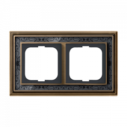 Рамка ABB Династия латунь античная/черная роспись - 2 поста
