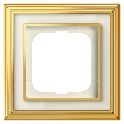 Рамка ABB Династия латунь/белое стекло - 1 пост