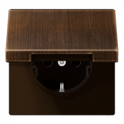 РОЗЕТКА с заземлением и крышкой античная латунь (защита IP 44)