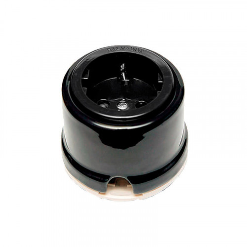 Чёрные ретро выключатели и розетки Salvador