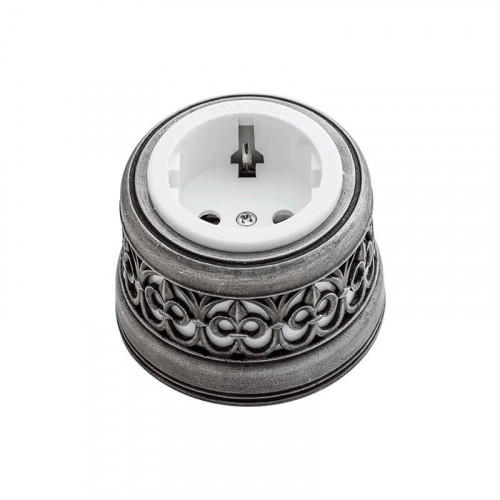 Серебряные ретро выключатели и розетки Salvador