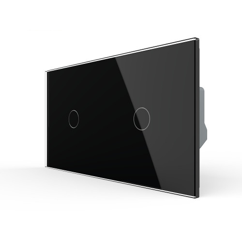 Двухклавишный сенсорный выключатель livolo на 2 поста (1-1) из стекла