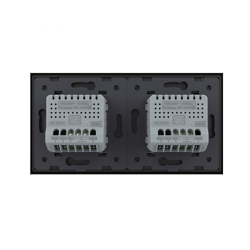 Двухклавишный сенсорный выключатель livolo на 2 поста (1-1) из стекла