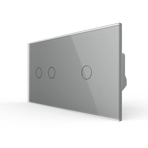 Трёхклавишный сенсорный выключатель livolo на 2 поста (1-2) из стекла