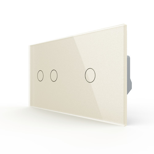 Трёхклавишный сенсорный выключатель livolo на 2 поста (1-2) из стекла