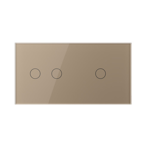 Трёхклавишный сенсорный выключатель livolo на 2 поста (1-2) из стекла